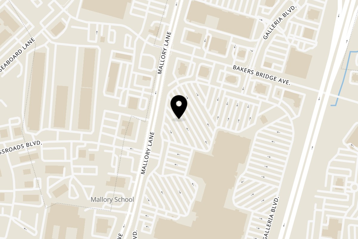 Map showing the location of Wetzel's Pretzels on 1800 Galleria Blvd Spc 4016 in Franklin